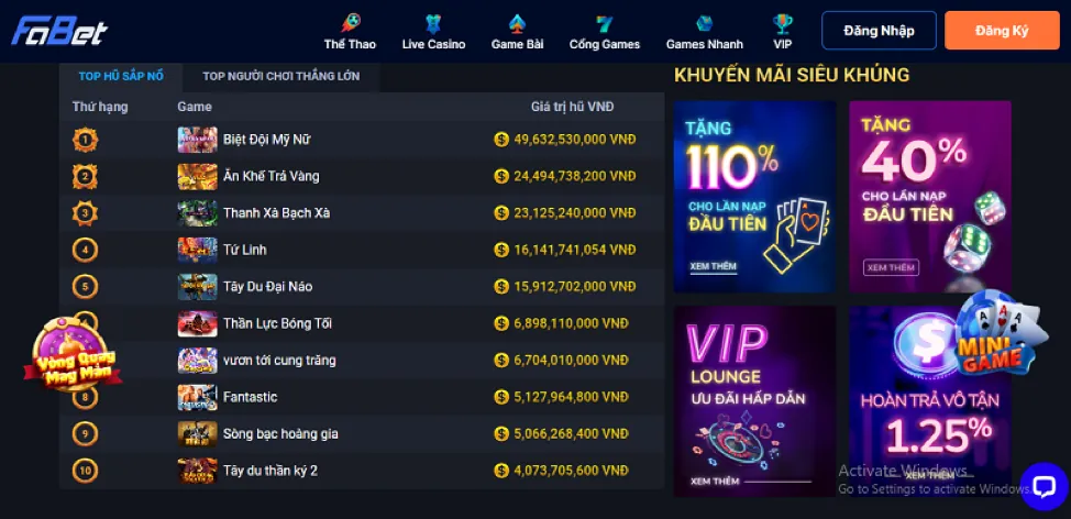 Ưu đãi nạp tiền hàng ngày cm888 app